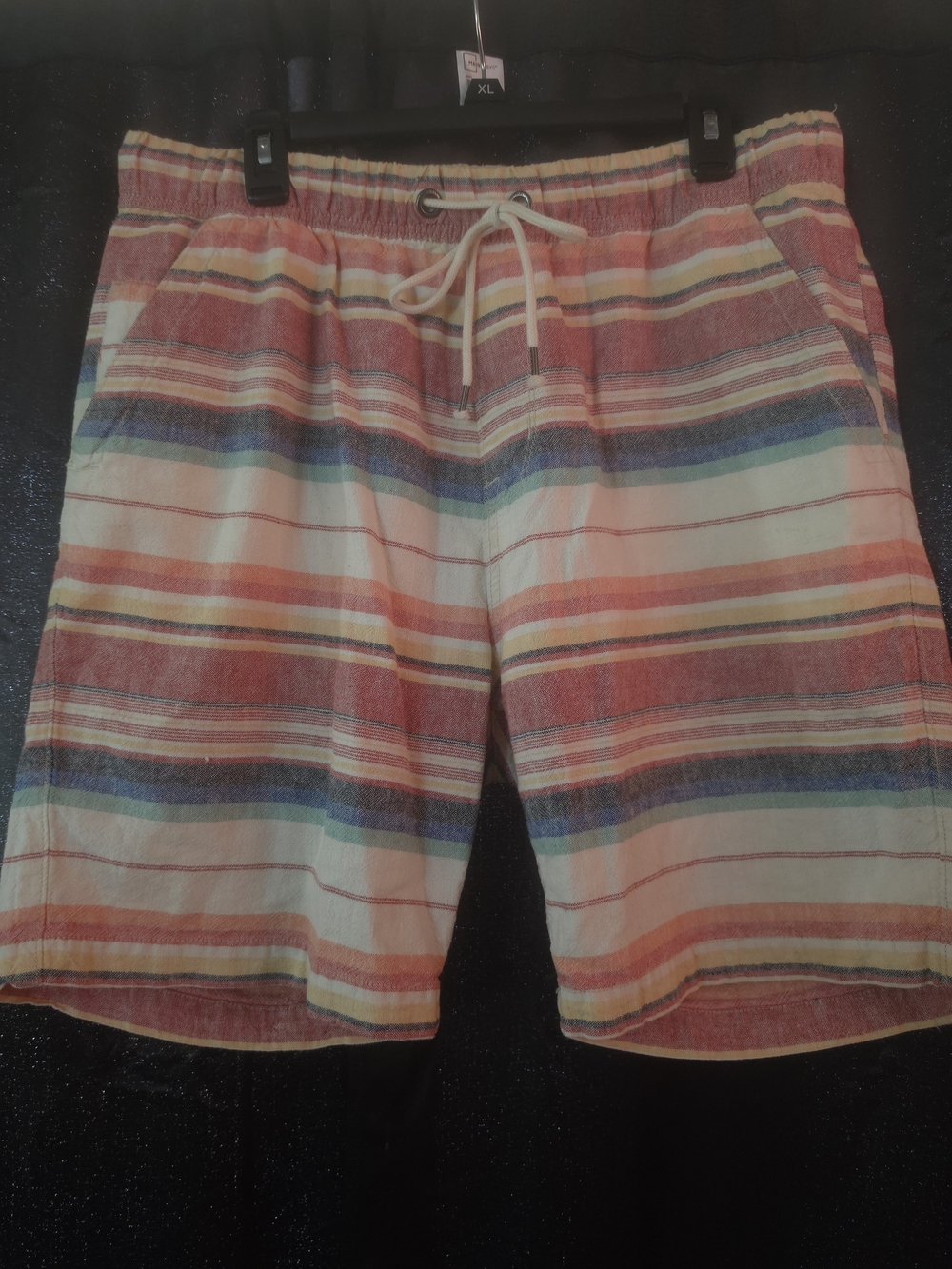 Men’s Union Cargo Shorts Striped Linen Blend 36 R Beach Resortwear Packable